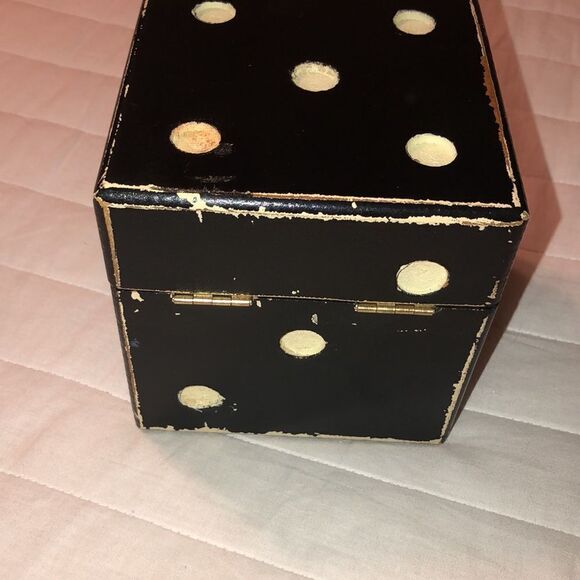 Dice Cube Black Ivory Shabby Shic Wooden Trinket Keepsake Box - Picture 3 of 13